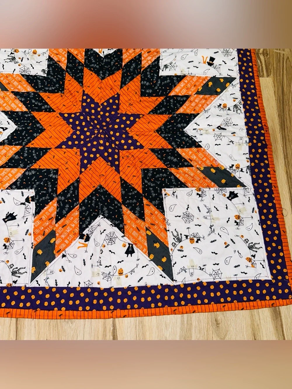 Halloween Cozy Quilted Star Quilt Tapestry Table Topper Decor